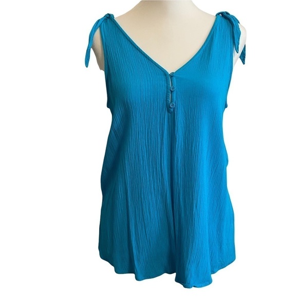 a.n.a Tops - A.N.A Turquoise Blue Tie Knot Sleeveless Top